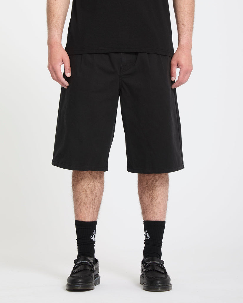 Chillow Pleat 24" Elasticated Waist Chino Short - Black