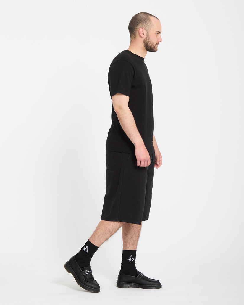 Chillow Pleat 24" Elasticated Waist Chino Short - Black