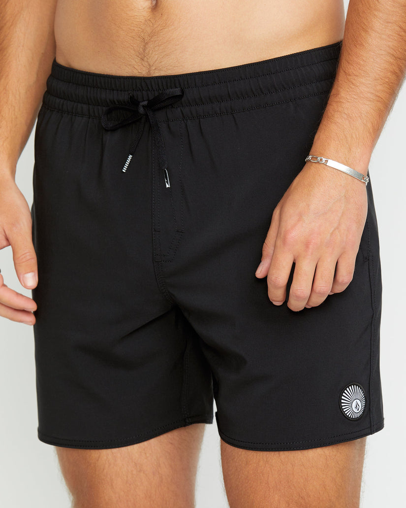 Lido Solid Trunk 16" Boardshorts - BLACK