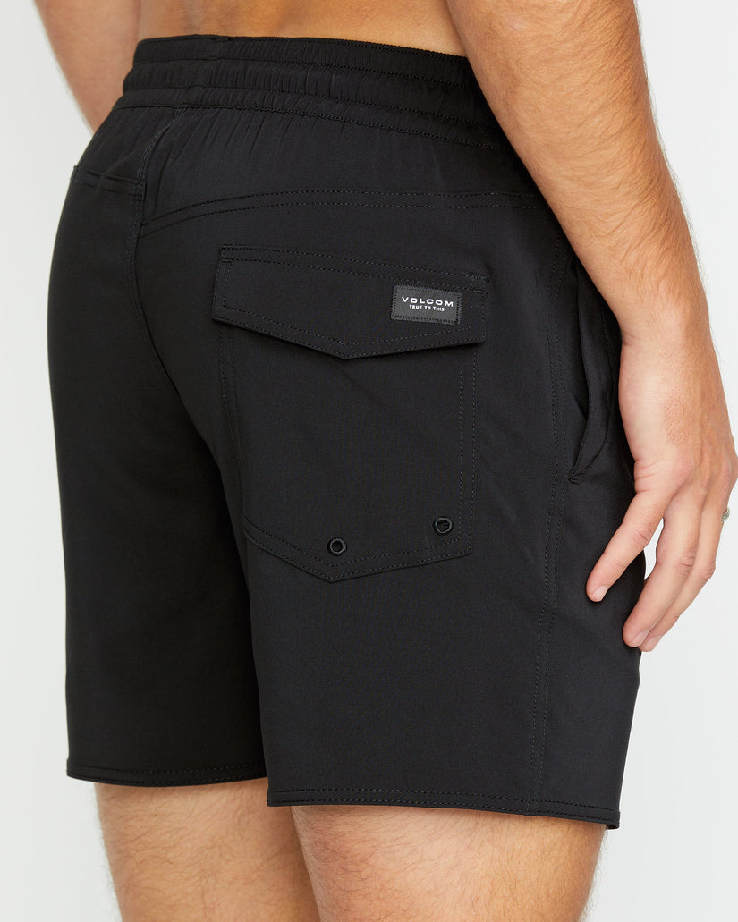 Lido Solid Trunk 16" Boardshorts - BLACK