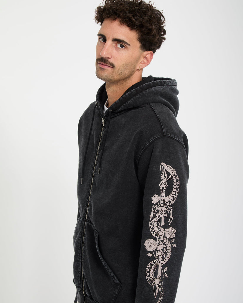 Die By The Stone Full Zip Hoodie - Light Acid Black