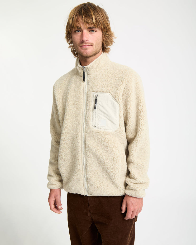 Muzzer Fuzzar Zip-Sherpa-Sweatshirt - Stone