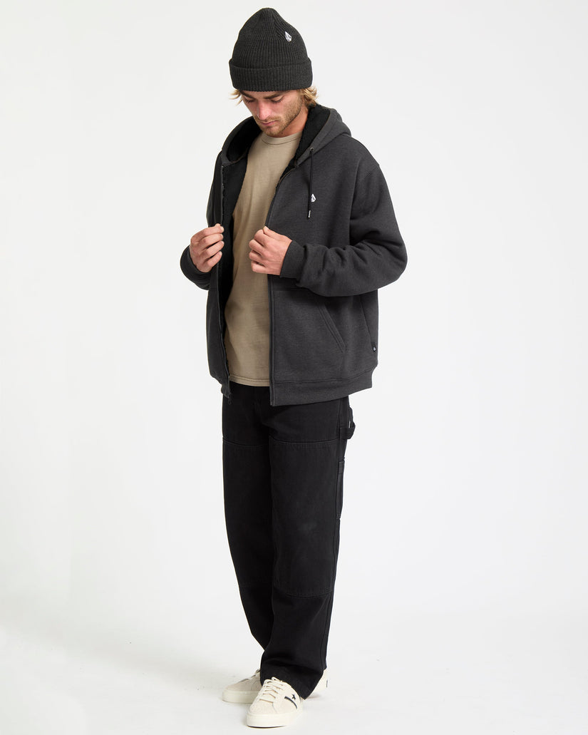 Single Stone Gefütterter Zip Hoodie - Heather Black