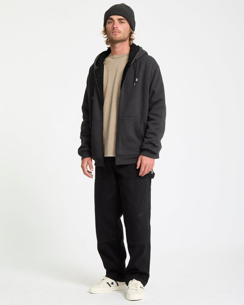 Single Stone Gefütterter Zip Hoodie - Heather Black