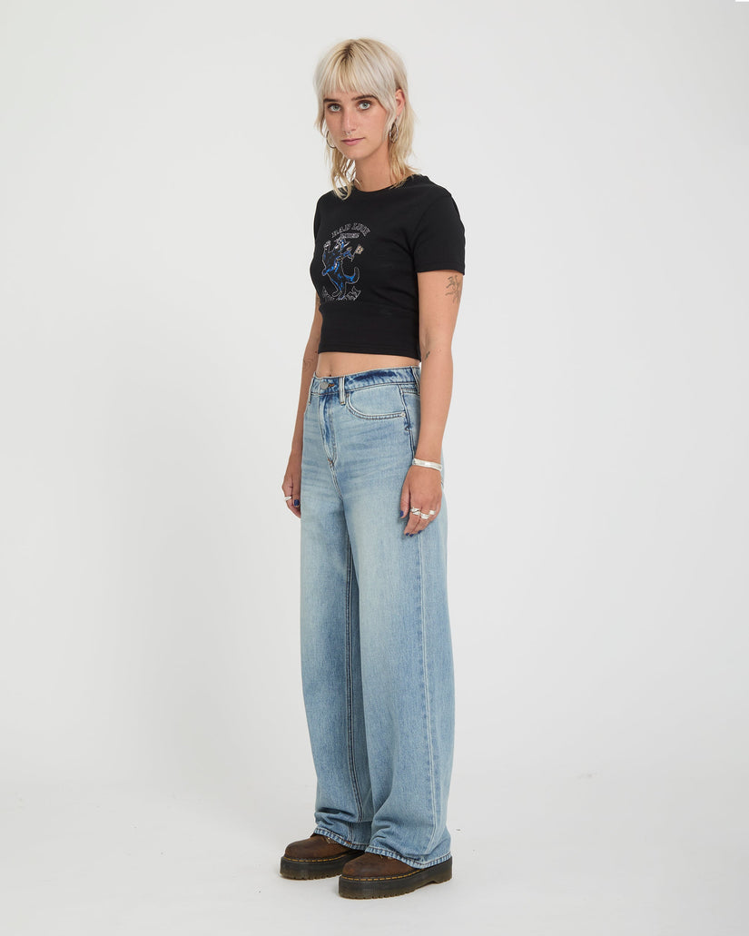 Stoned Hirise Jeans - Dusty Blue Wash