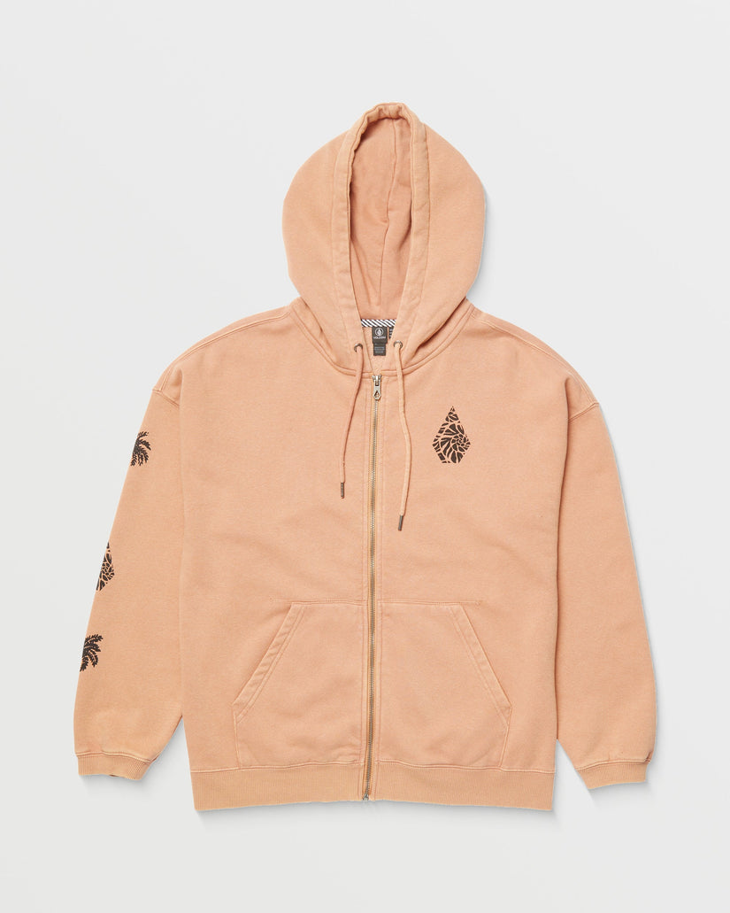 Stone Art Up Zip Kapuzenpullover - SAND BROWN