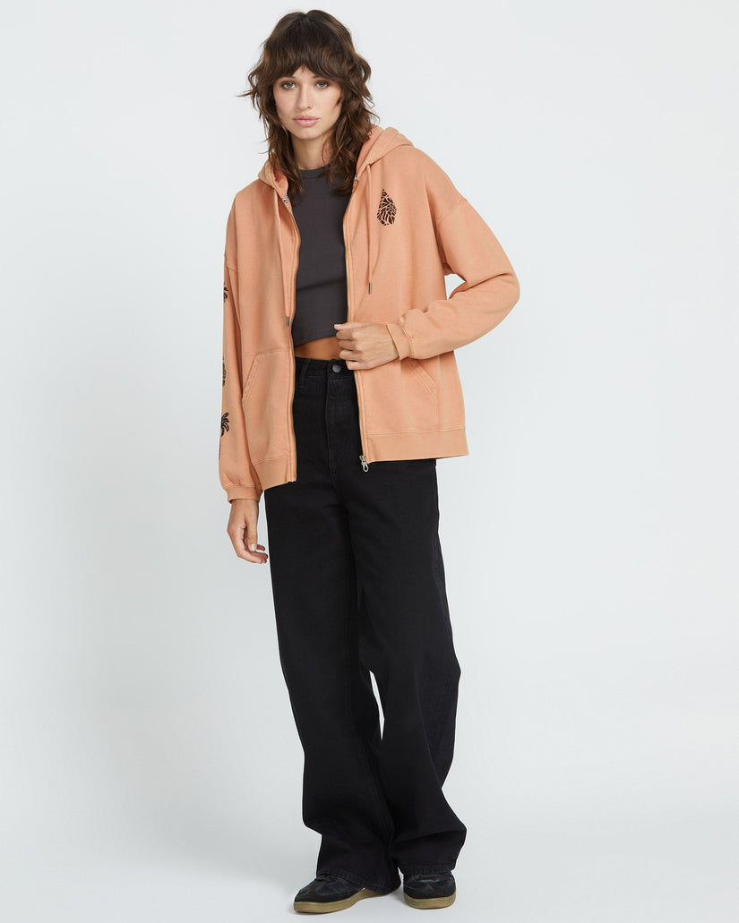 Stone Art Up Zip Kapuzenpullover - SAND BROWN