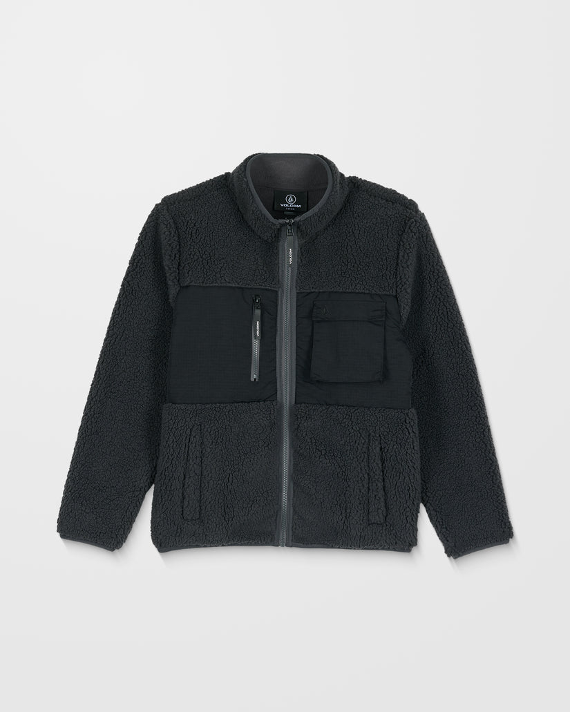 Storm Stone Zip Up Sherpa Sweatshirt - Asphalt Black - (KINDER)