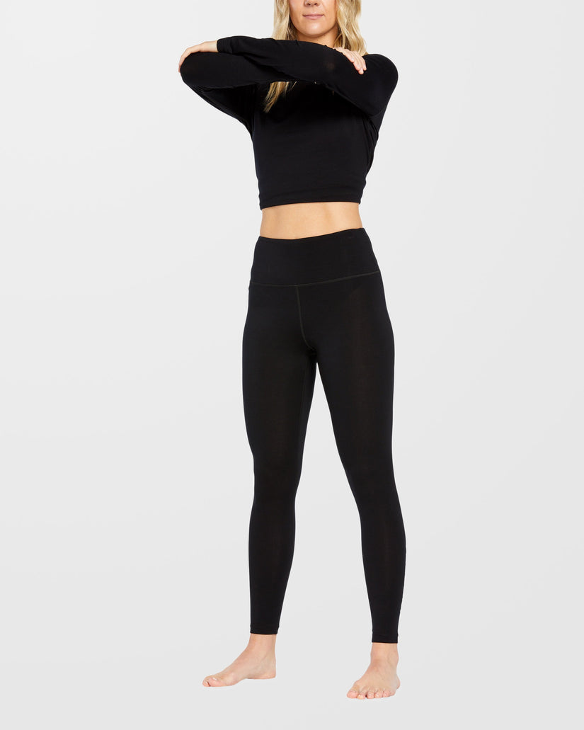 W Merino Blend Basisschicht-Leggings - Black