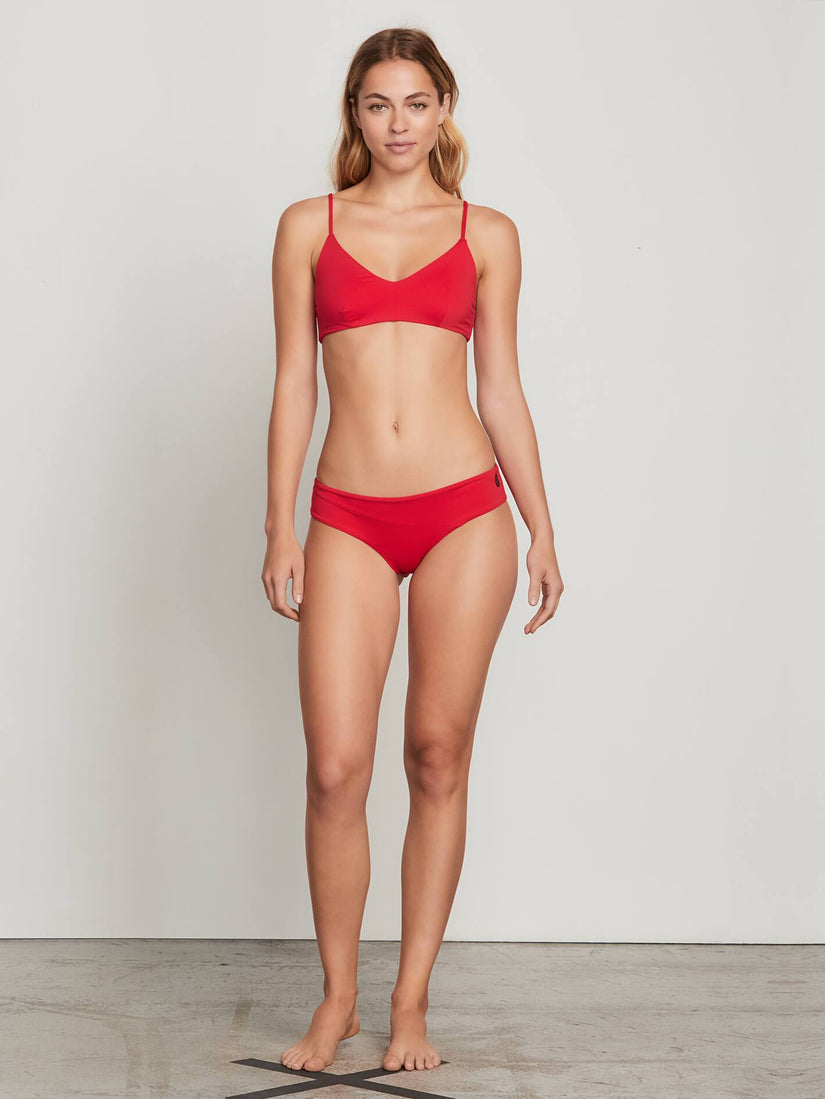 Simply Seam V Neck Top - True Red