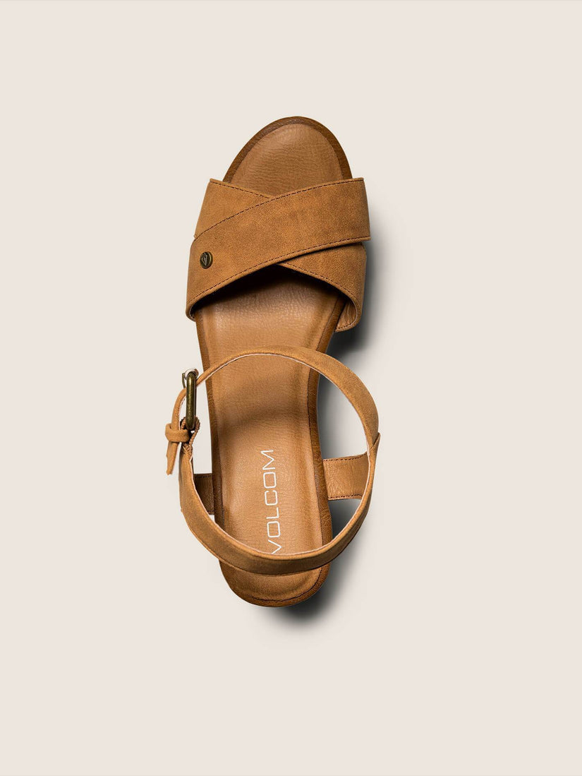 Stone Platform Sandals - Cognac